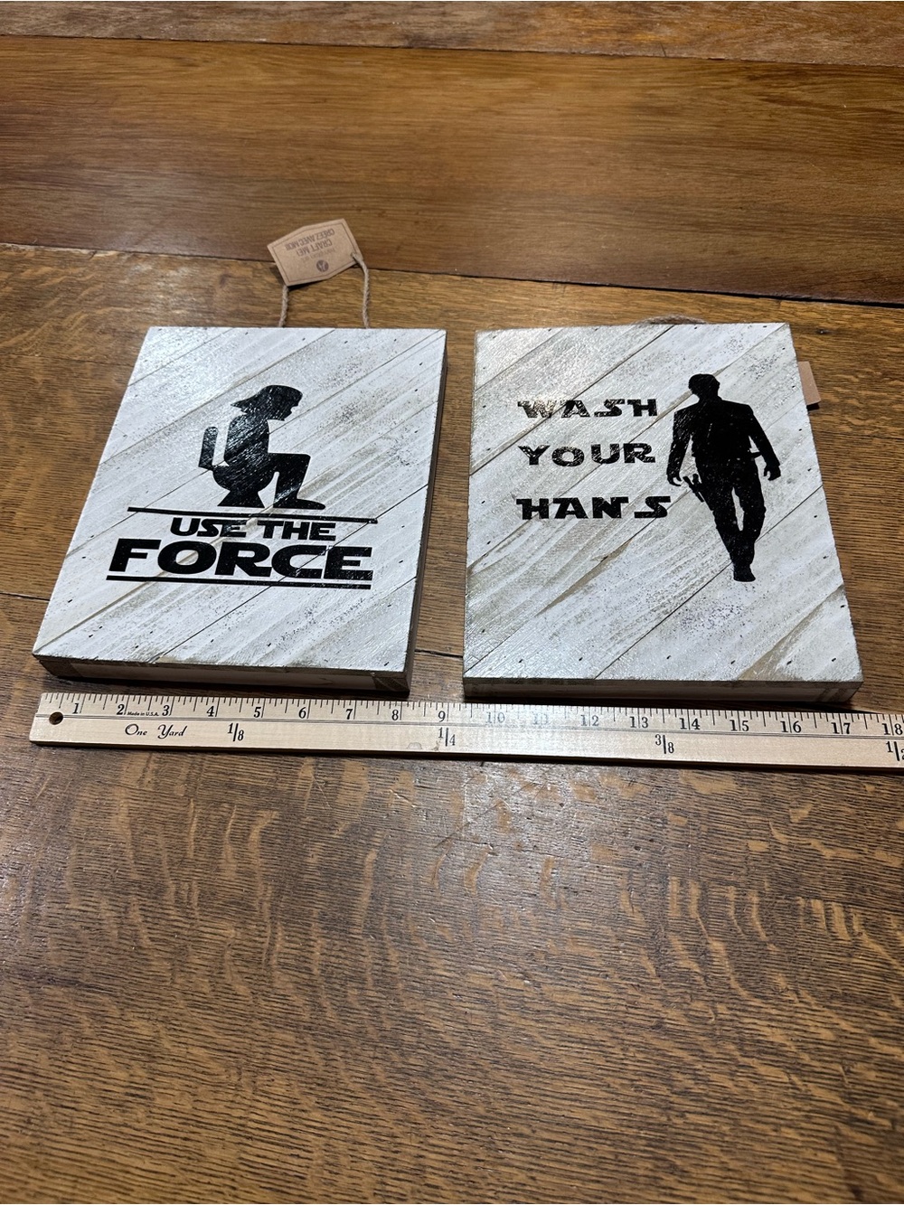 Set of 2 Star Wars bathroom hand crafted  Wood Wall Plaques